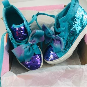 Mermaid Sequin Dressy Bow High Top Sneakers size 2